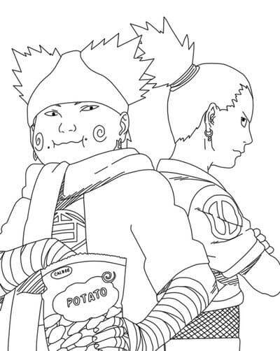 Dibujo de Shikamaru y Choji para Colorear