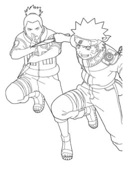 Dibujo de Shikamaru y Naruto para Colorear