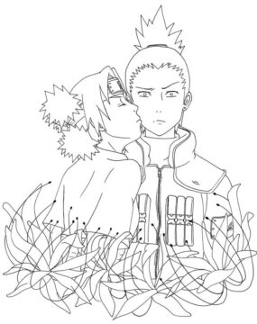 Dibujo de Temari Abrazando a Shikamaru para Colorear