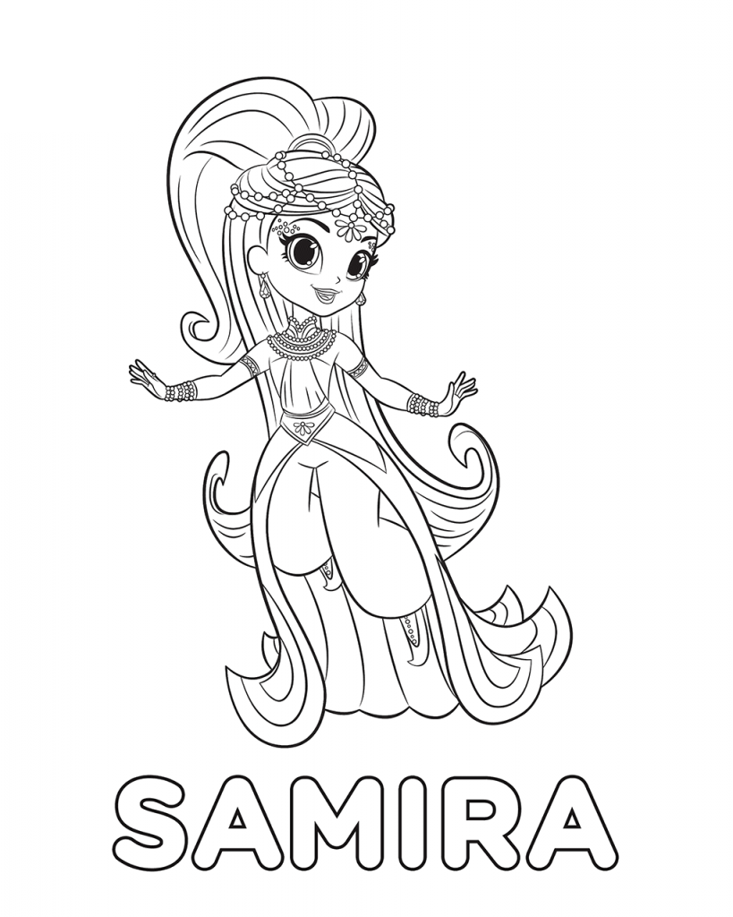 Dibujo de Hermosa Princesa Samira para Colorear