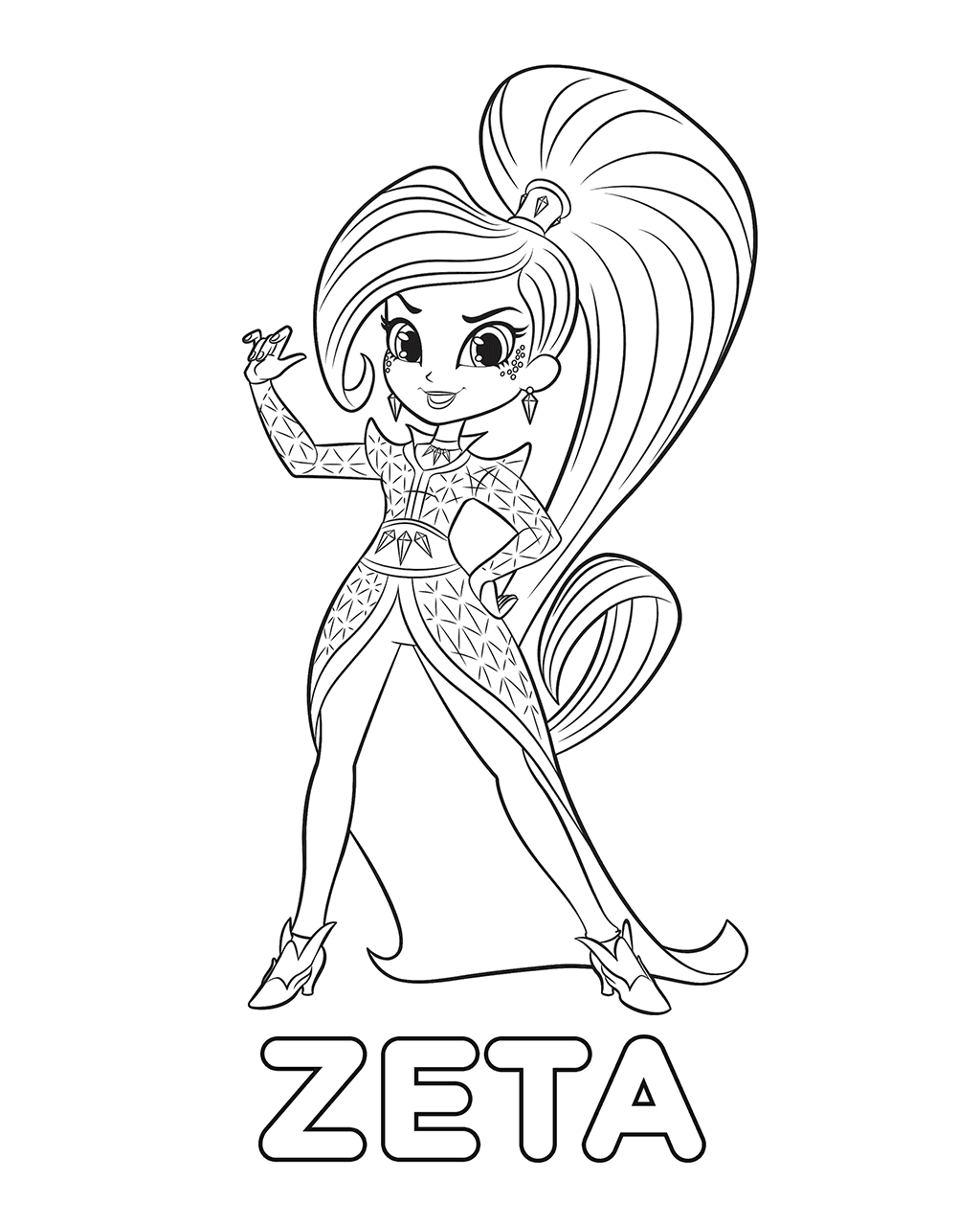 Dibujo de Hermosa Zeta para Colorear