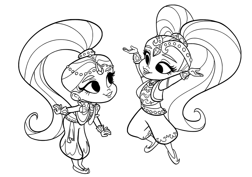 Dibujo de Preciosa Shimmer y Shine para Colorear