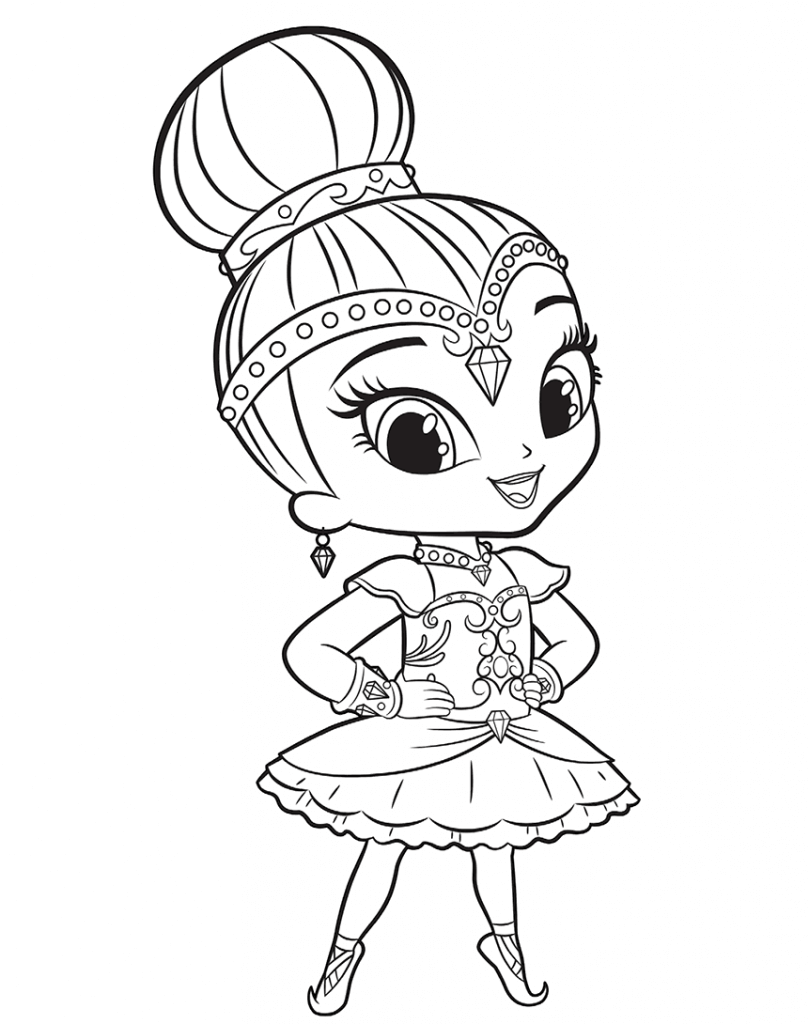 Dibujo de Shimmer con Hermoso Vestido para Colorear