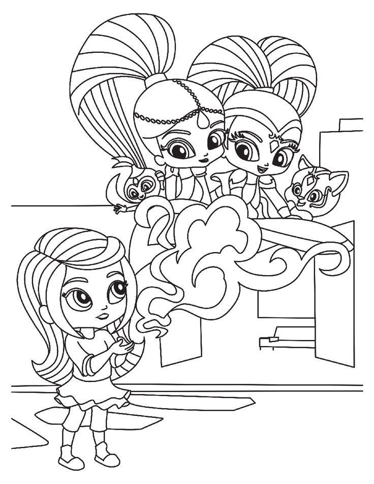 Dibujo de Shimmer y Shine Aparecer para Colorear