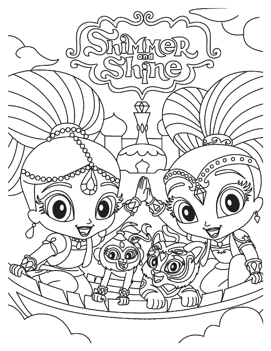 Dibujo de Tema Shimmer y Shine para Colorear