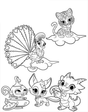 Dibujo de Todas las Mascotas Adorables en Brillo y Brillo para Colorear