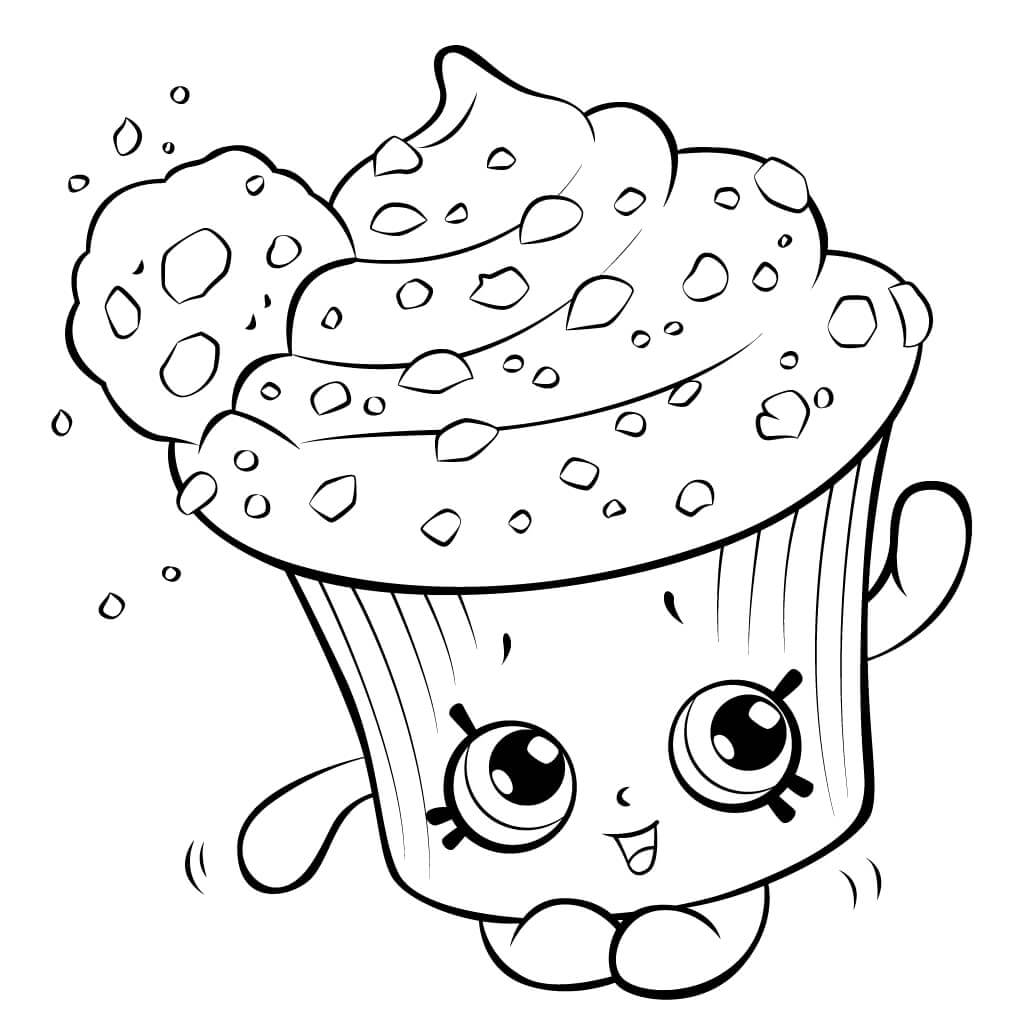 Dibujo de Cupcake de Galleta Cremosa Shopkin 1 para Colorear