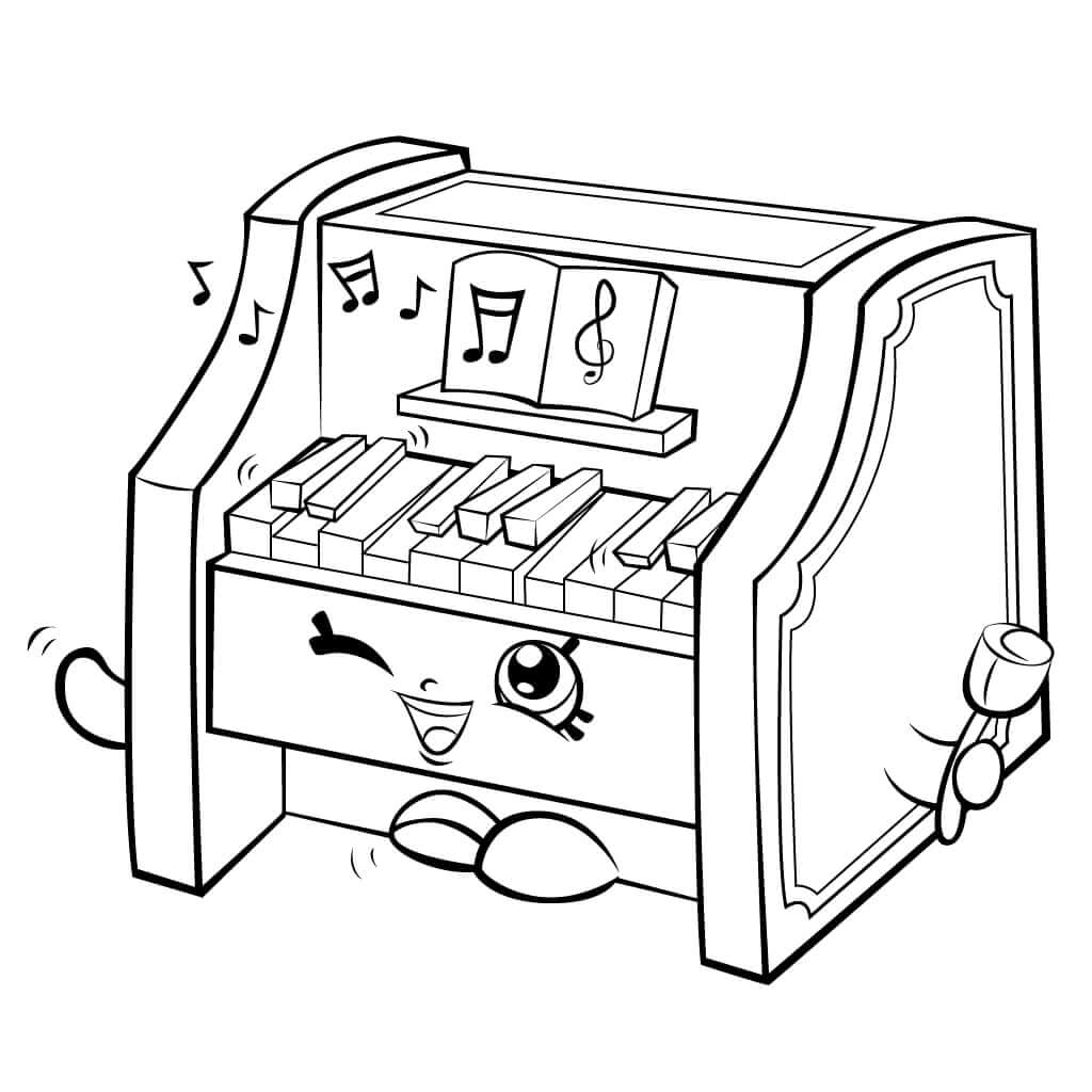 Dibujo de Polly Piano Shopkin para Colorear