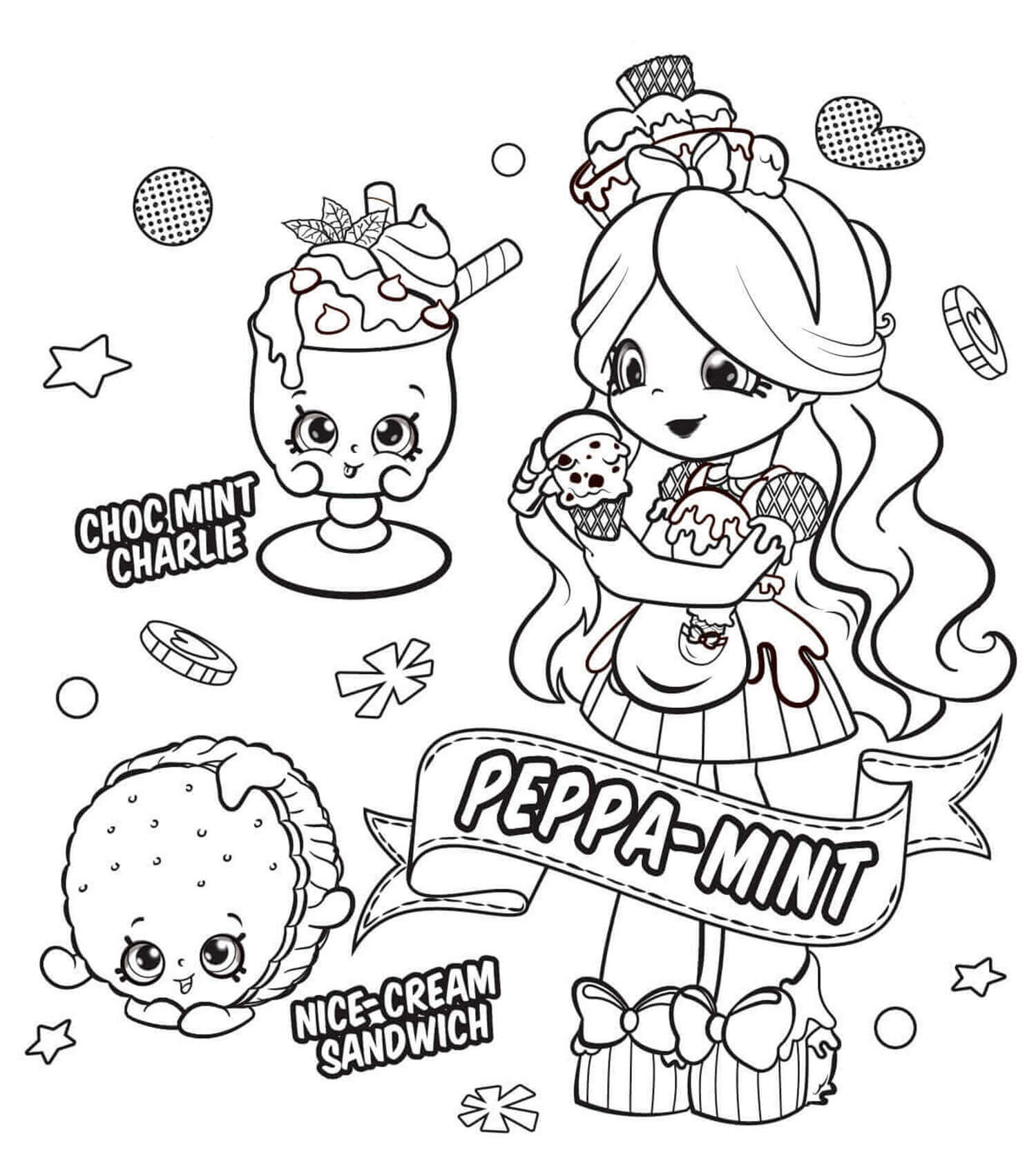 Dibujo de Peppa Mint Shopkin para Colorear