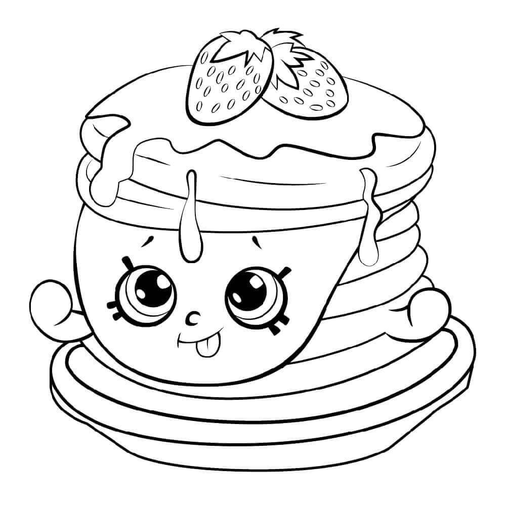 Dibujo de Shopkin de Panqueques de Fresa Ultra Raro para Colorear