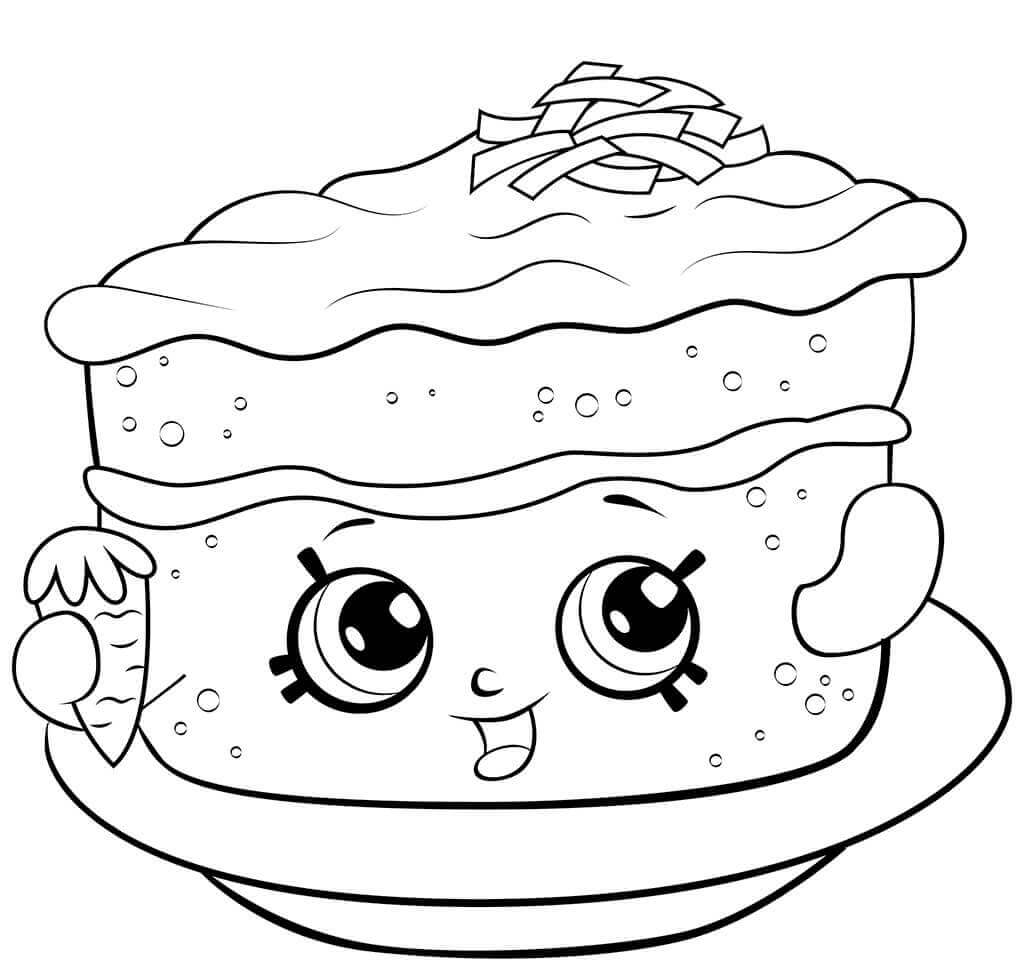 Dibujo de Shopkin de Pastel de Zanahoria para Colorear