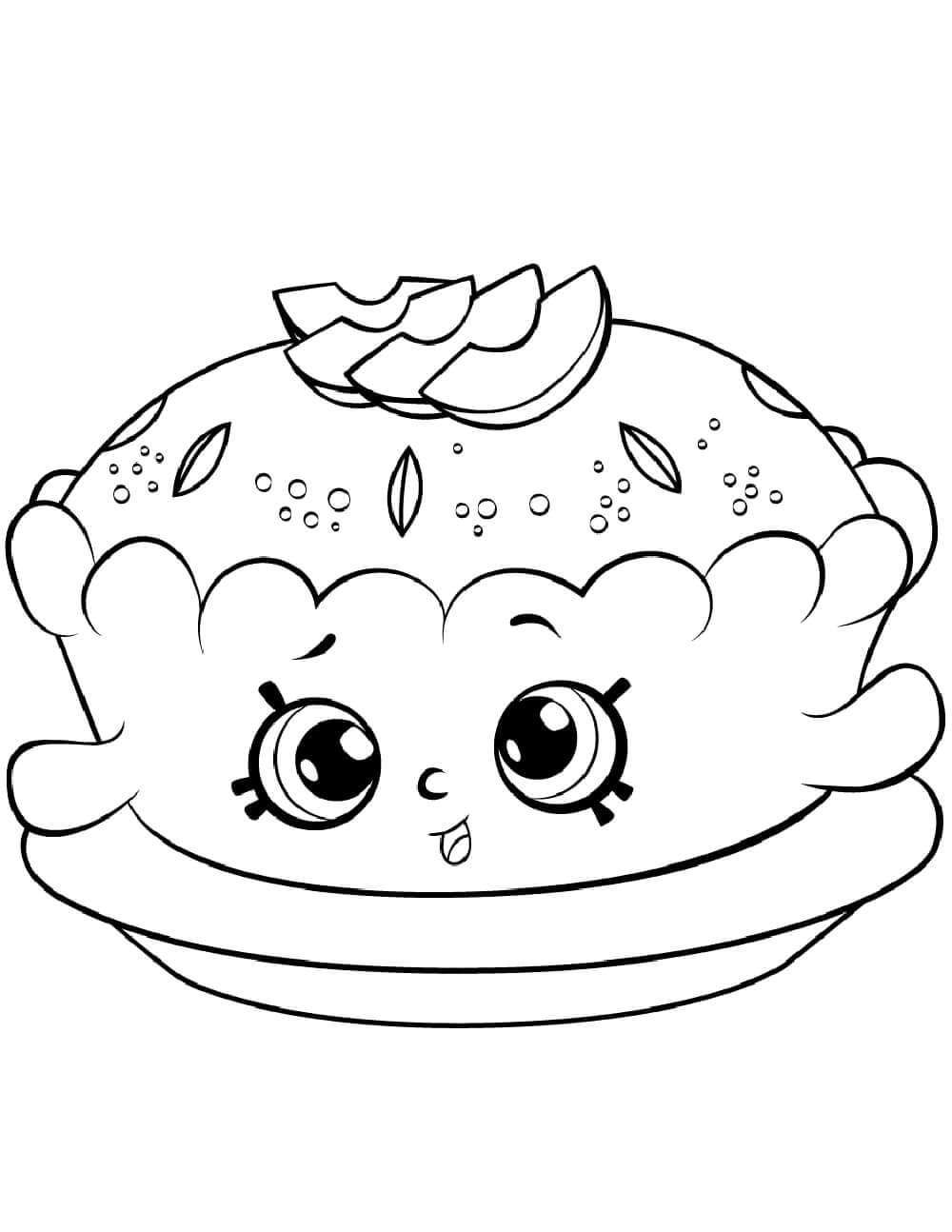 Dibujo de Shopkin de Tarta de Manzana para Colorear