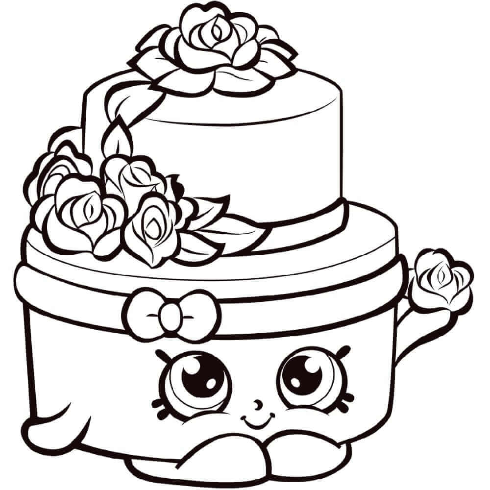 Dibujo de Pastel de Bodas Wonda Shopkin para Colorear