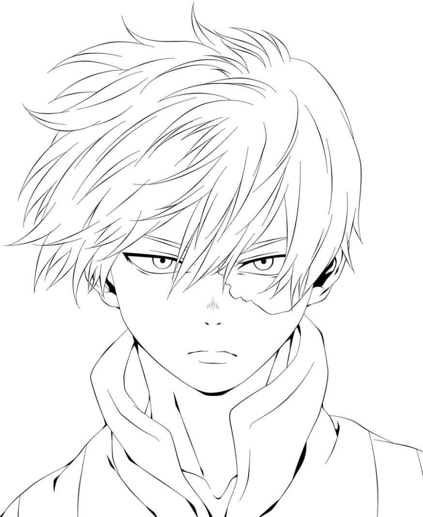 Dibujo de Cara Todoroki Fresco para Colorear