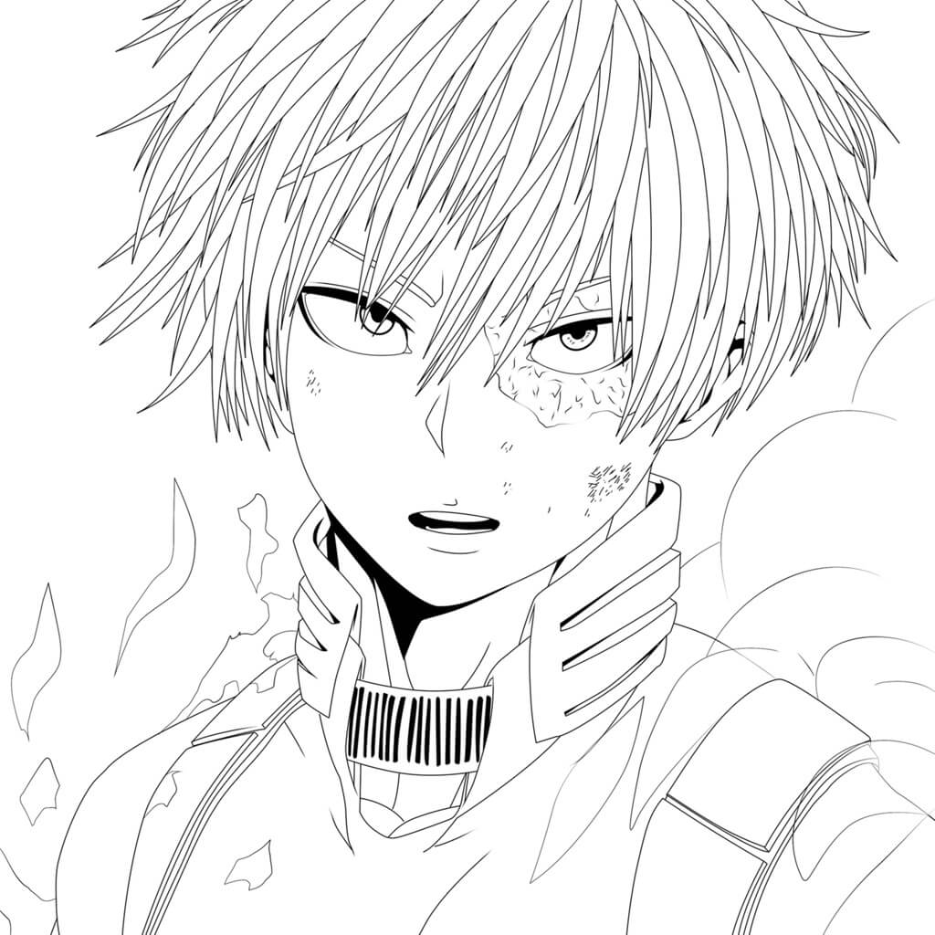 Dibujo de Todoroki Enojado para Colorear