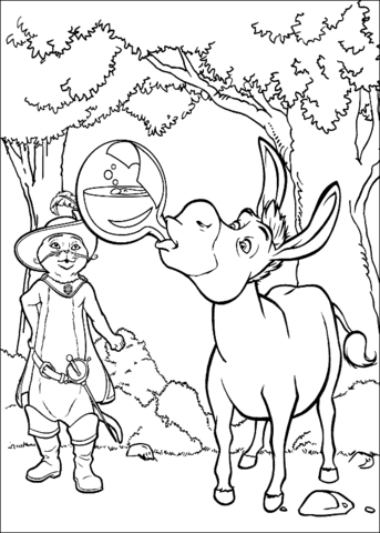Dibujo de Burro y el Gato para Colorear