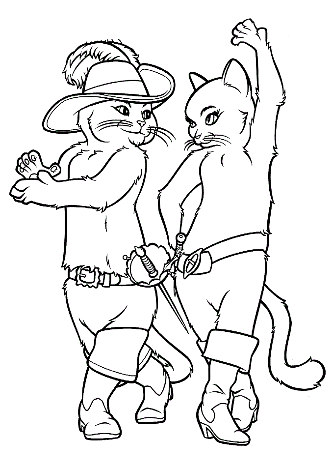 Dibujo de El Gato y el Gatito para Colorear