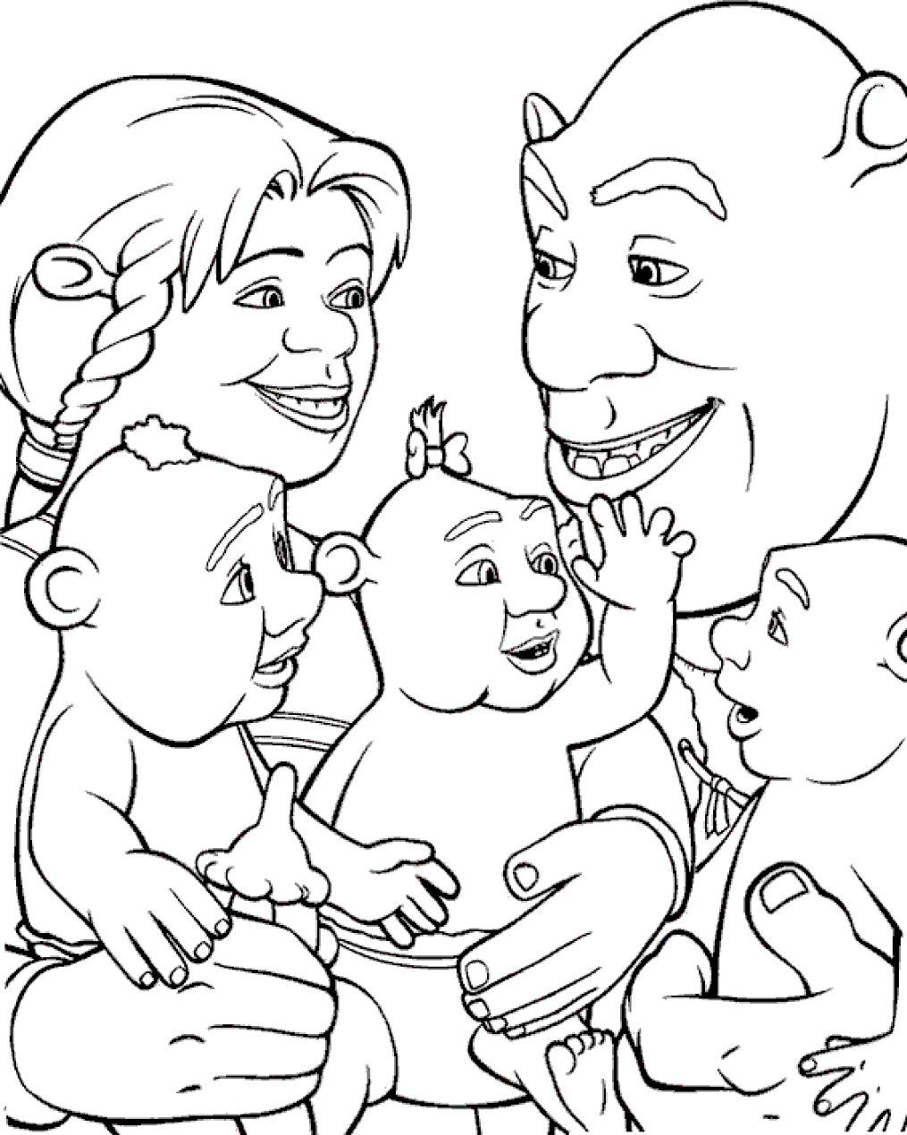 Dibujo de Familia de Shrek para Colorear