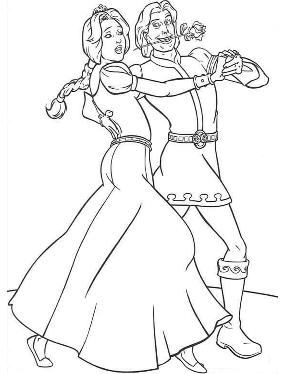 Dibujo de Fiona y Baile Encantador para Colorear