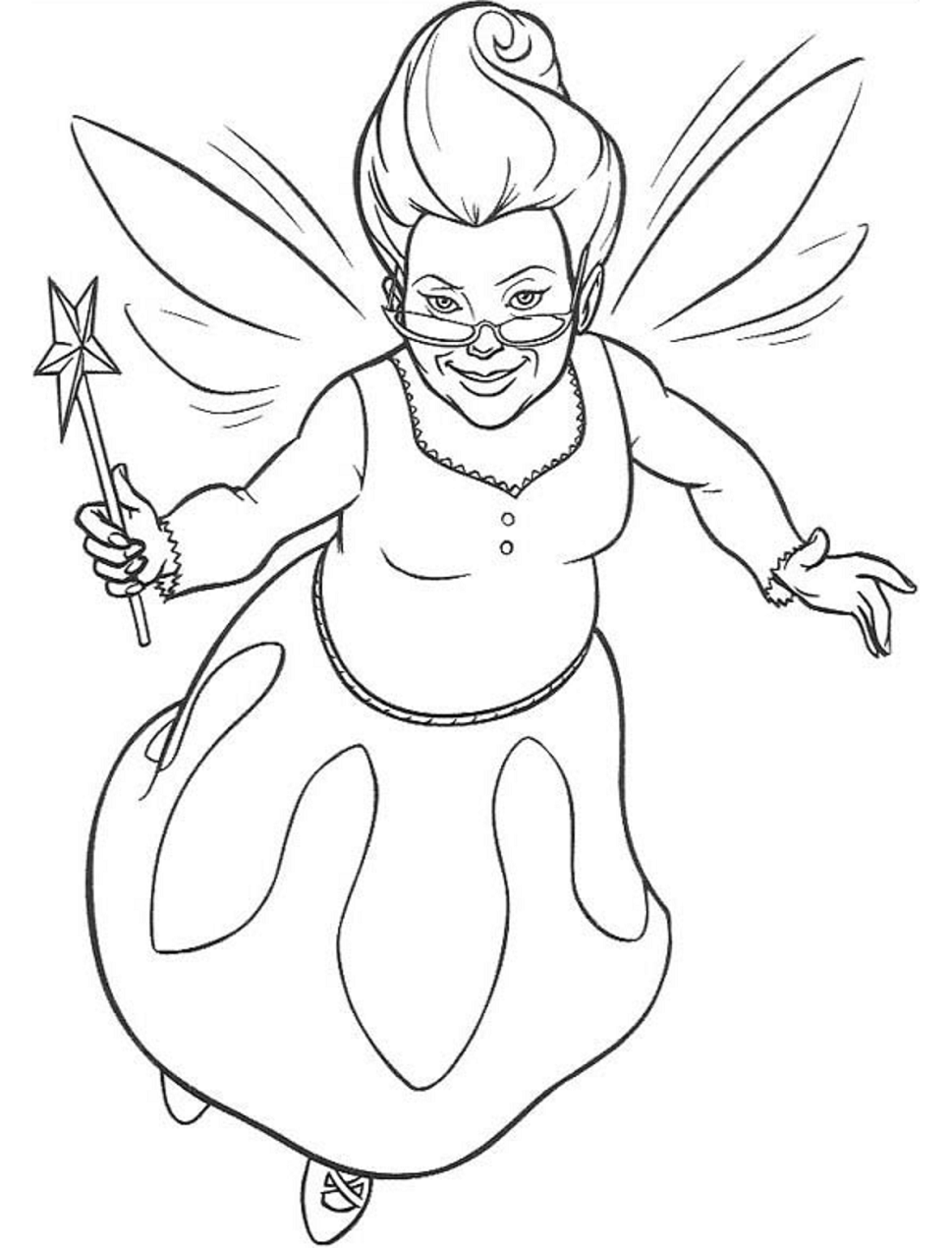 Dibujo de Hada Madrina Sonriendo para Colorear