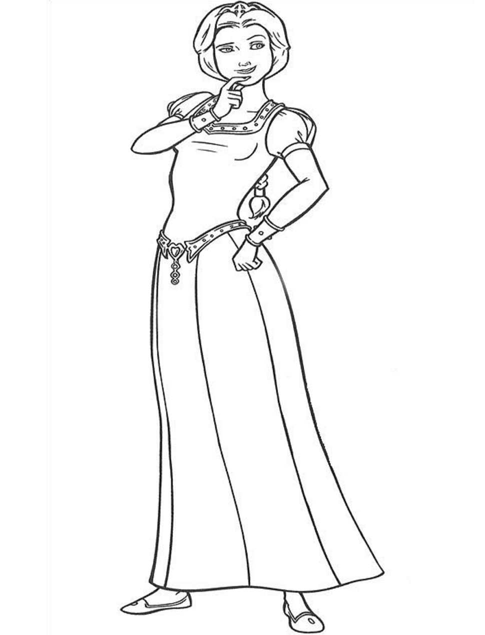 Dibujo de Hermosa Princesa Fiona para Colorear