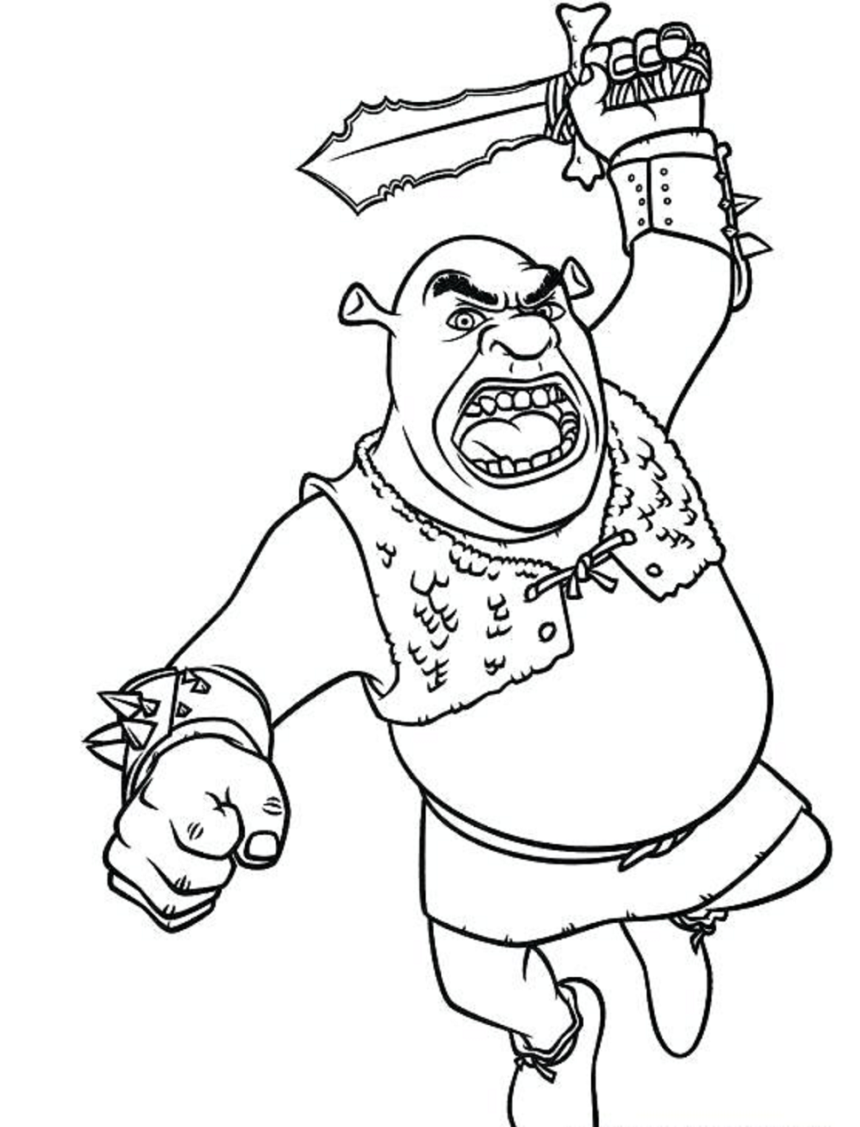Dibujo de Ogro Shrek Luchando para Colorear