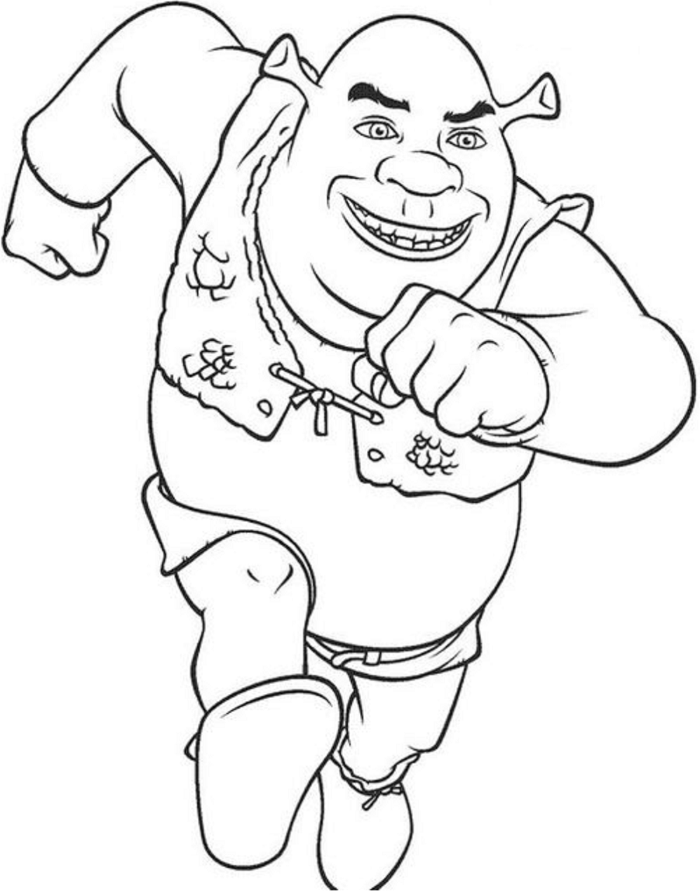 Dibujo de Shrek Esta Corriendo para Colorear