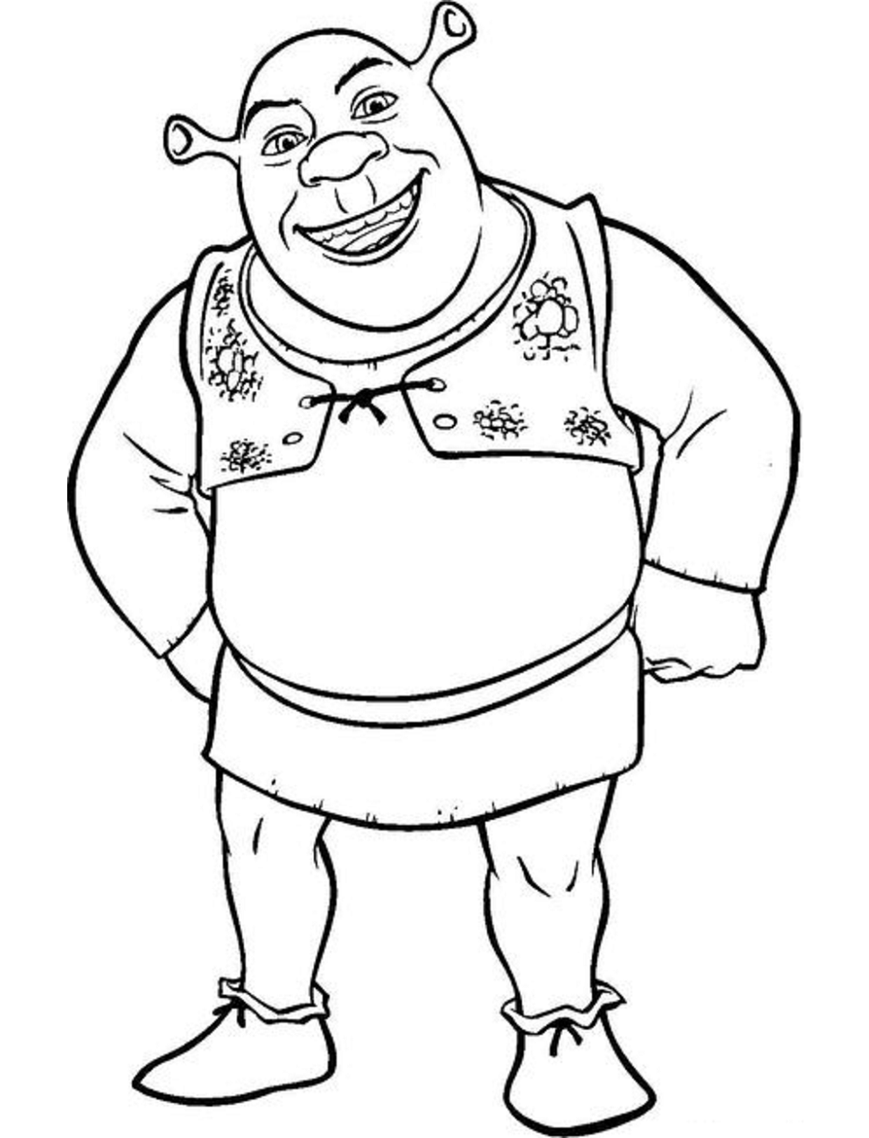 Dibujo de Shrek Esta Sonriendo para Colorear