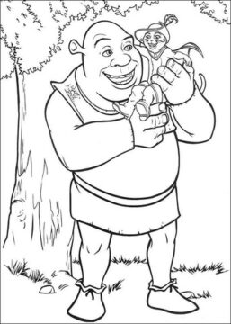 Dibujo de Shrek y el Gato para Colorear