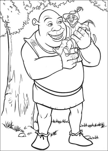 Dibujo de Shrek y el Gato para Colorear