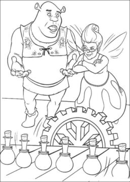 Dibujo de Shrek y Hada para Colorear