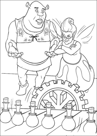 Dibujo de Shrek y Hada para Colorear