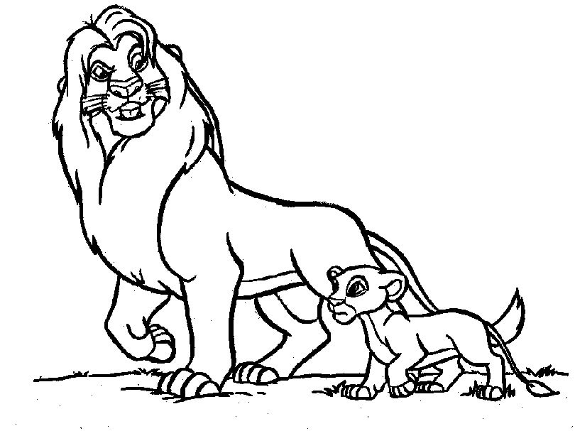 Dibujo de Dibujando a Mufasa y Simba para Colorear