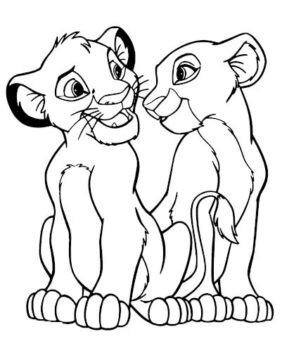 Dibujo de Pareja Simba y Novia para Colorear