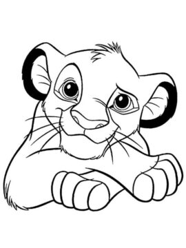 Dibujo de Simba Acostado para Colorear