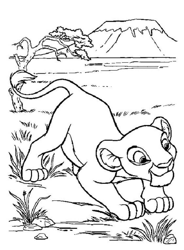 Dibujo de Simba Agradable para Colorear