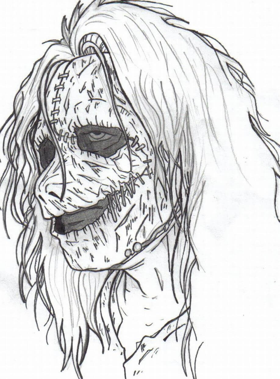 Dibujo de Cara Monstruo Espeluznante para Colorear