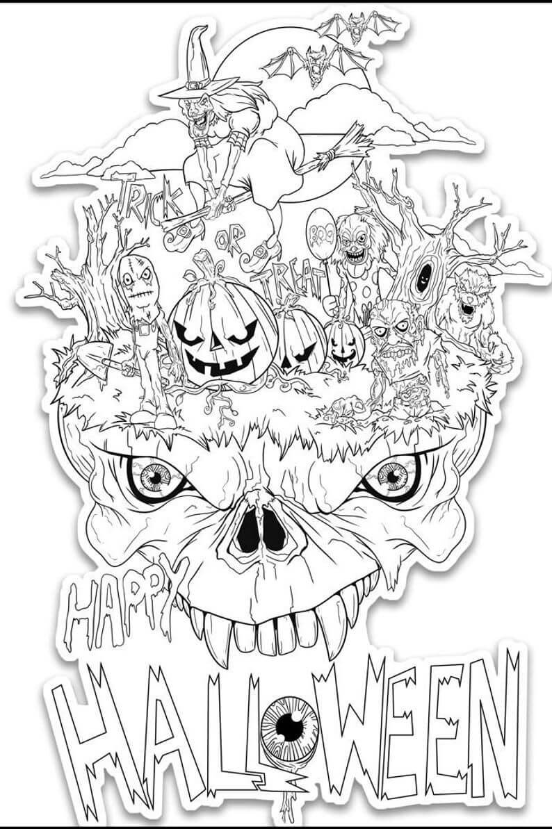 Dibujo de Halloween Espeluznante para Colorear