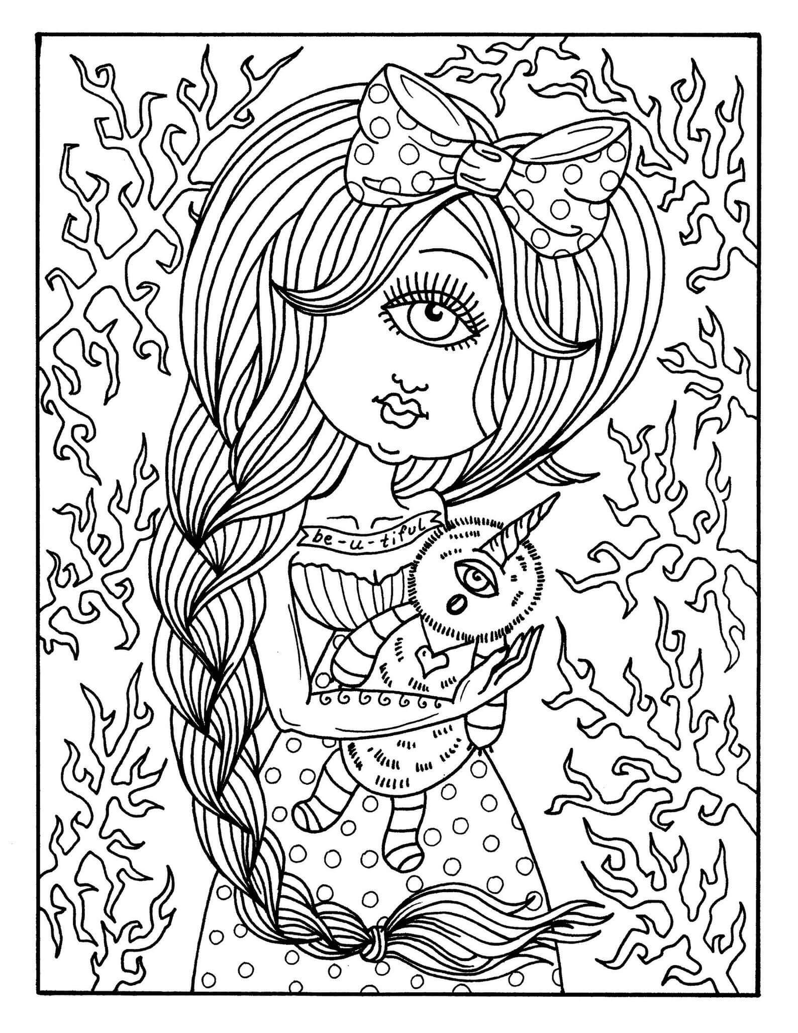 Dibujo de Monstruo Espeluznante de Madre e Hijo para Colorear