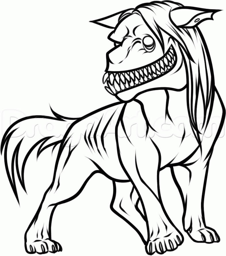 Dibujo de Perro Espeluznante para Colorear