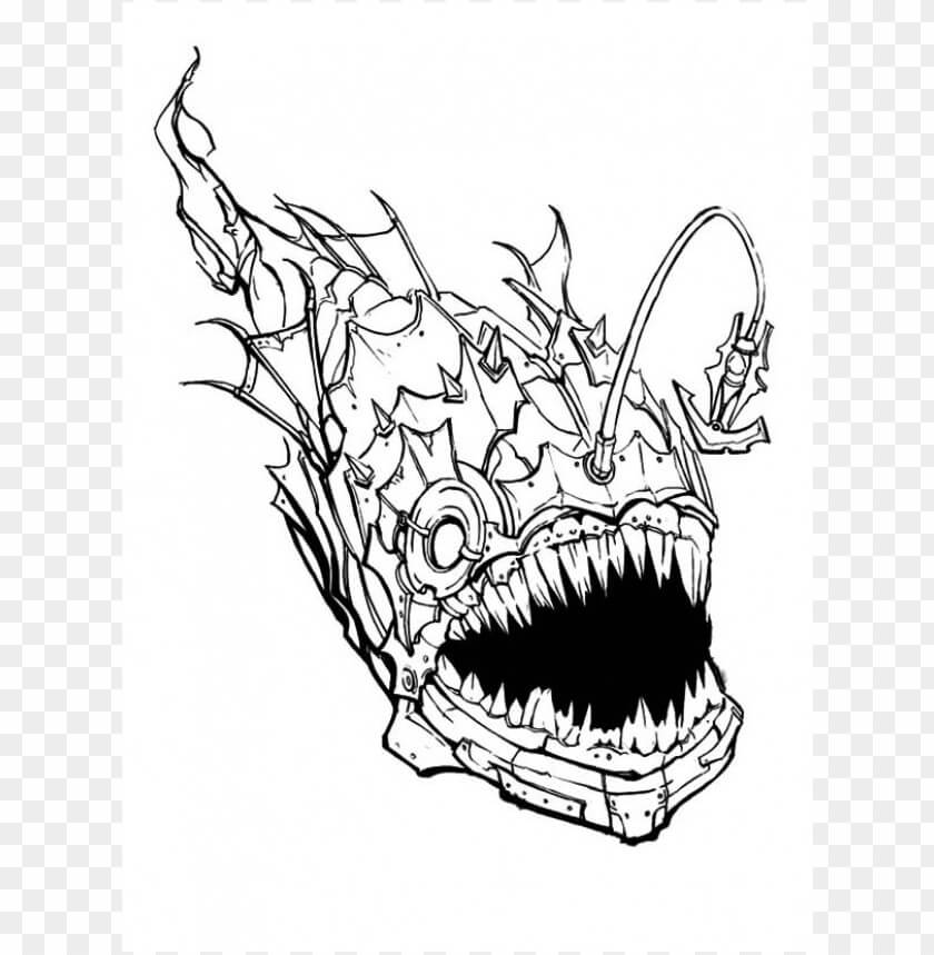 Dibujo de Pescado Espeluznante para Colorear