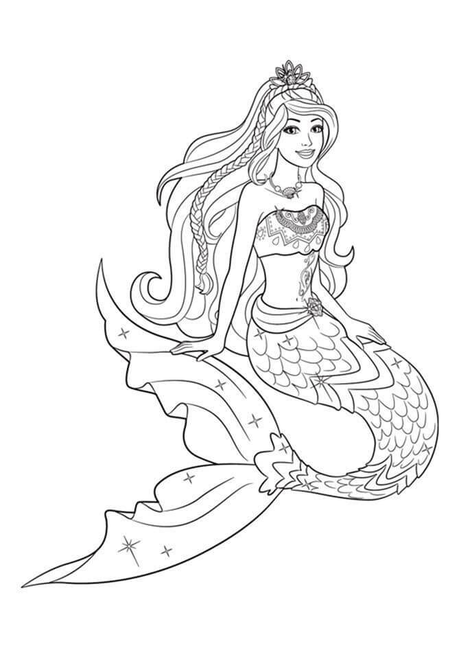 Dibujo de Barbie Sirena para Colorear