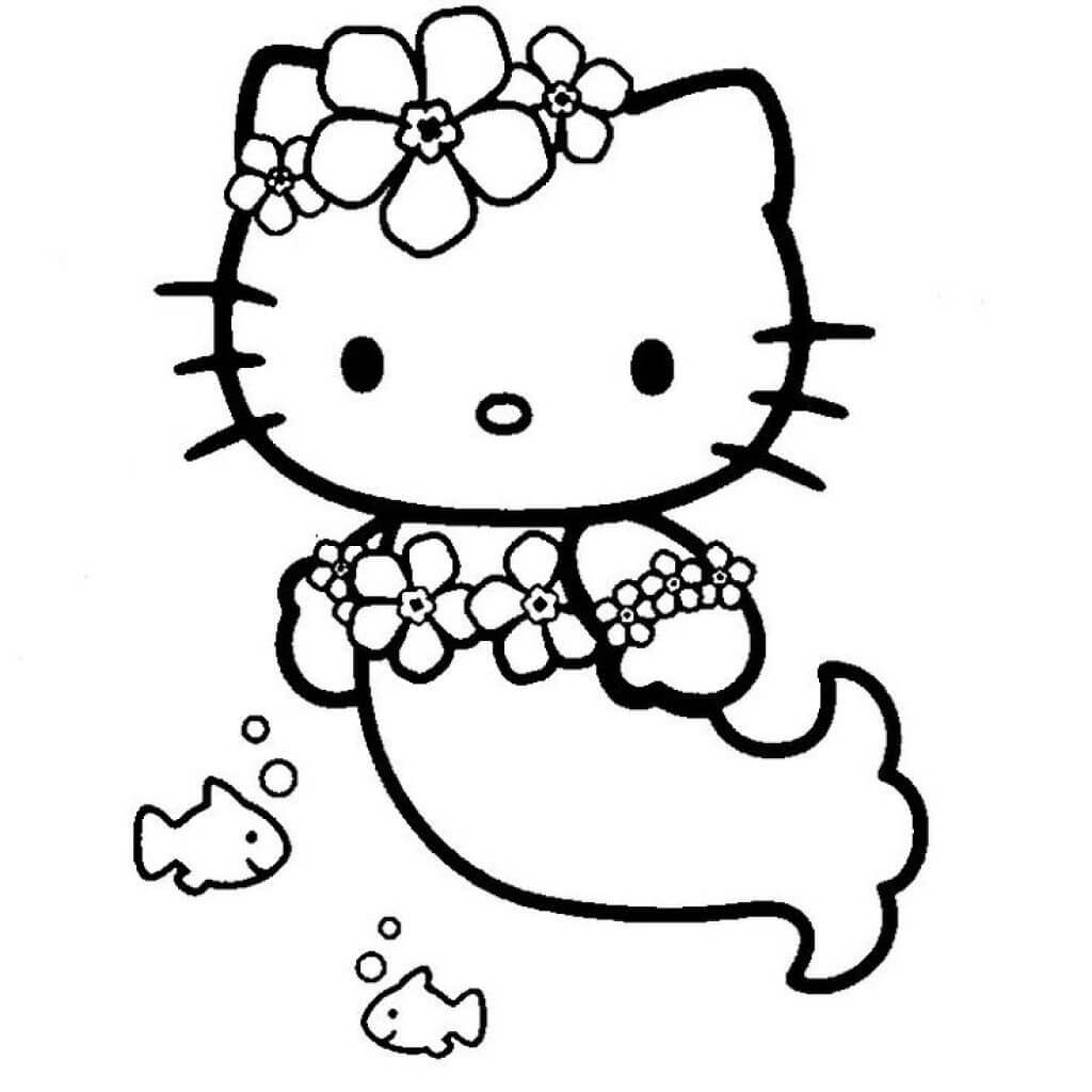 Dibujo de Hello Kitty Sirena para Colorear