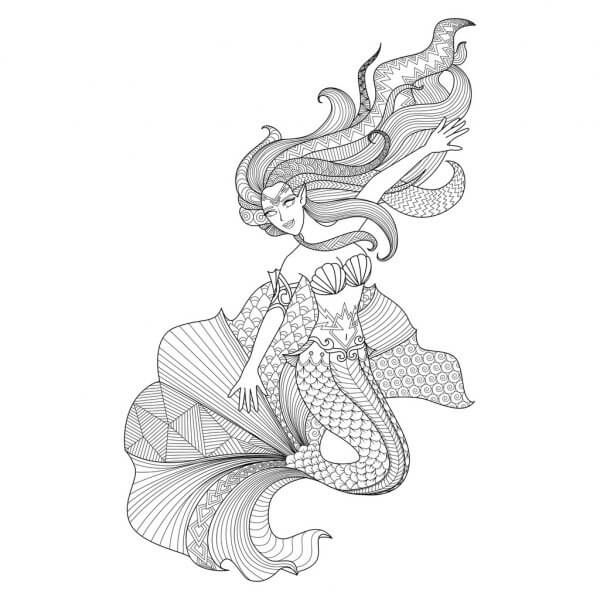 Dibujo de La Sirena Es para Adultos para Colorear