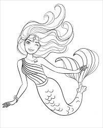 Dibujo de Princesa Barbie Sirena para Colorear