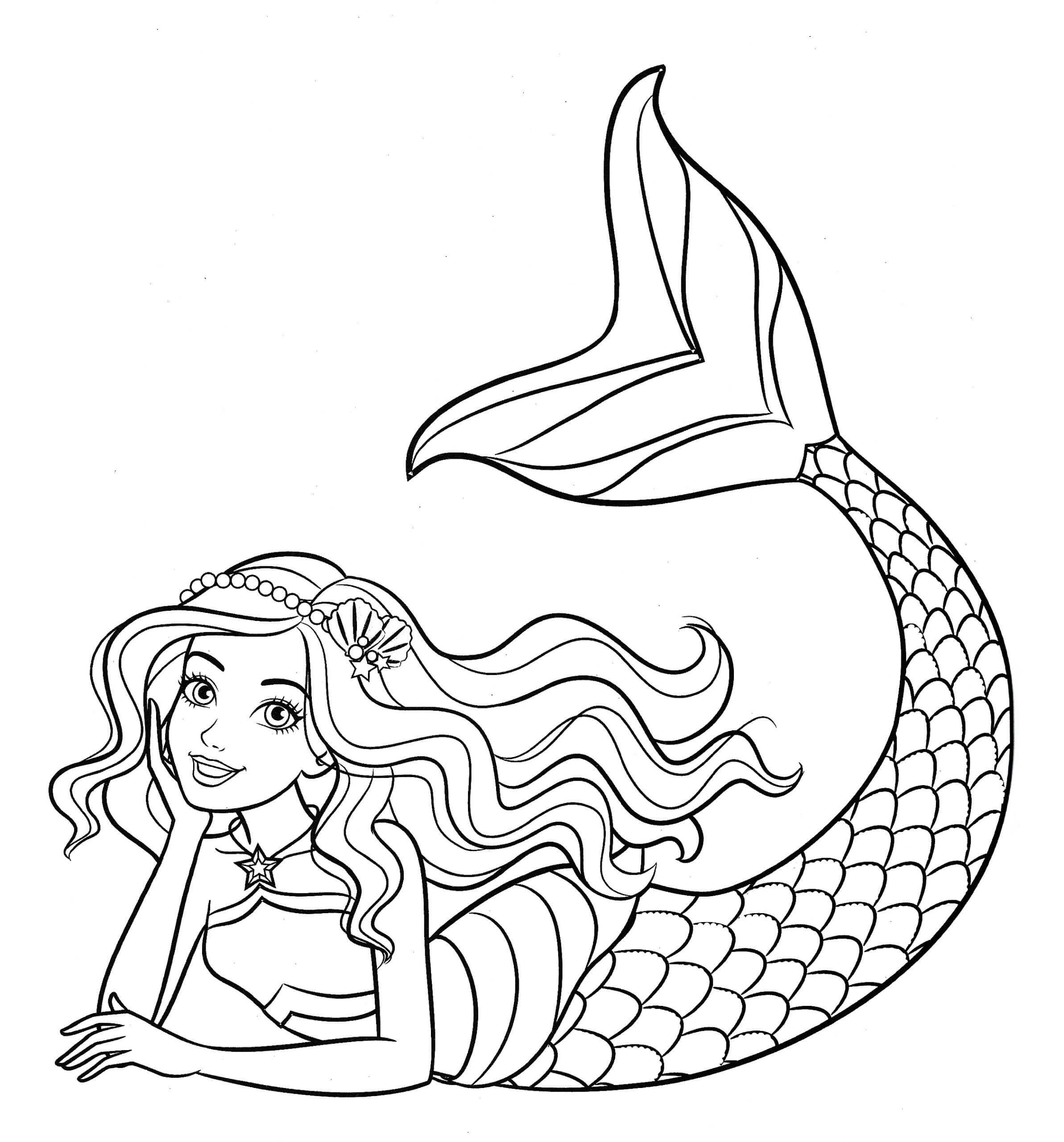 Dibujo de Sirena Acostada para Colorear