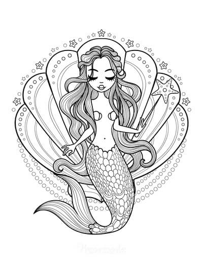 Dibujo de Sirena Adulta para Colorear