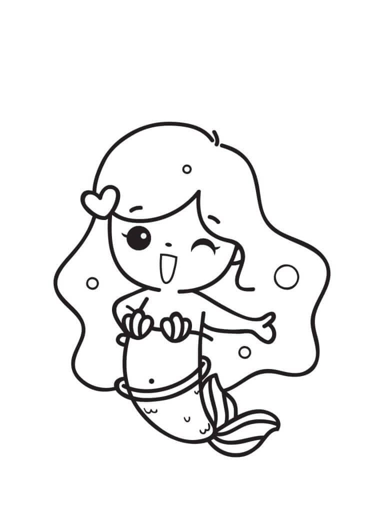 Dibujo de Sirena Imprimible para Colorear