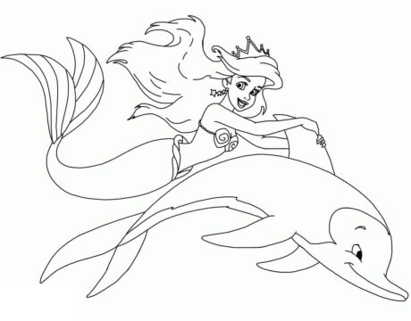 Dibujo de Sirena Librando Delfines para Colorear
