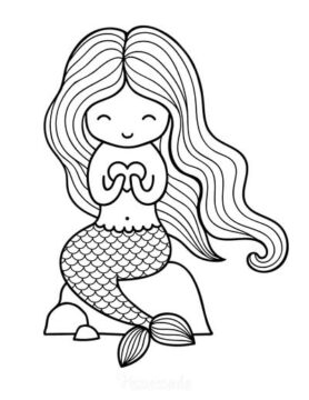 Dibujo de Vector de Sirena para Colorear